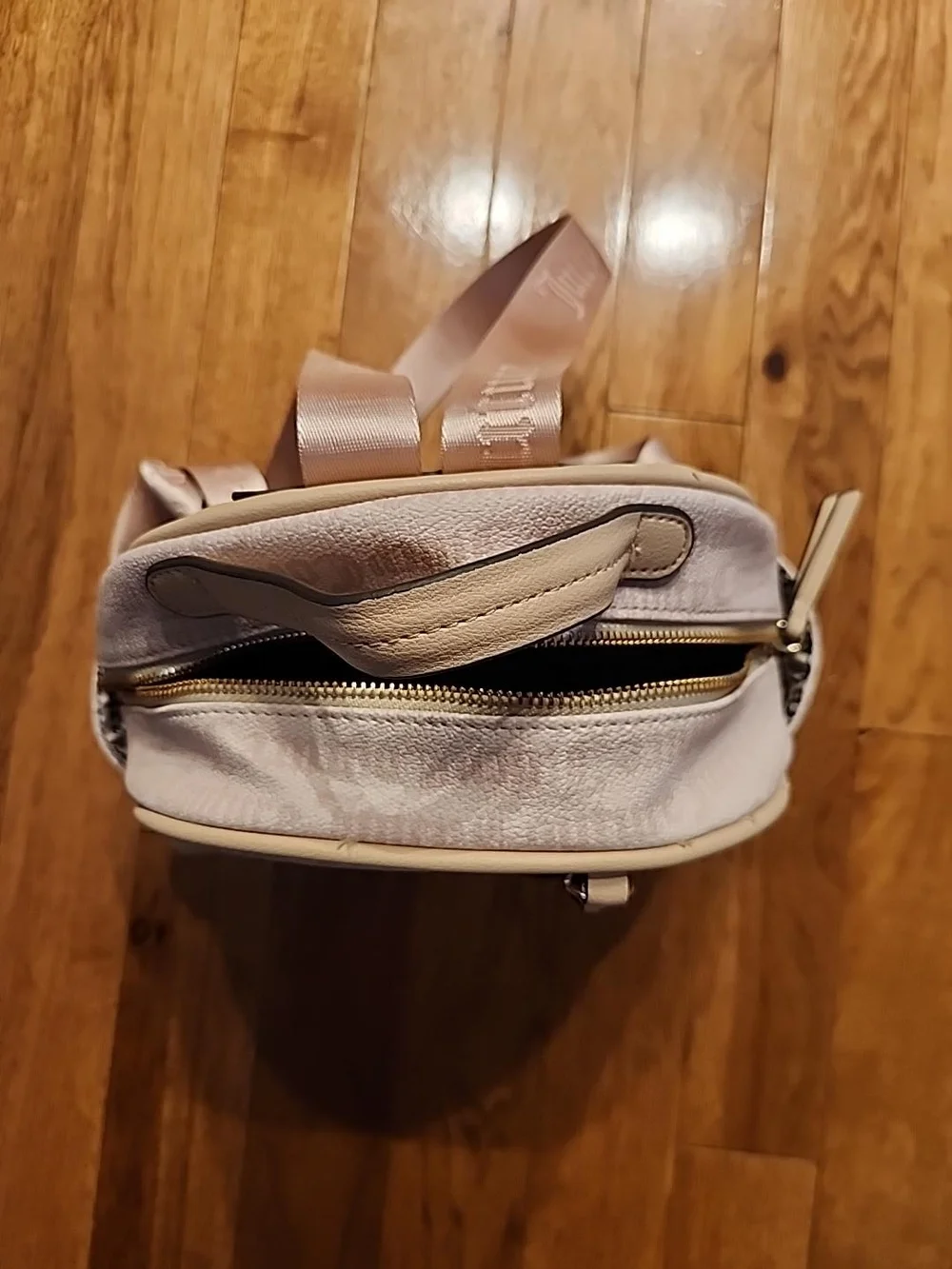 Juicy Couture Beige Logo Mini Backpack Flower Charm Y2K